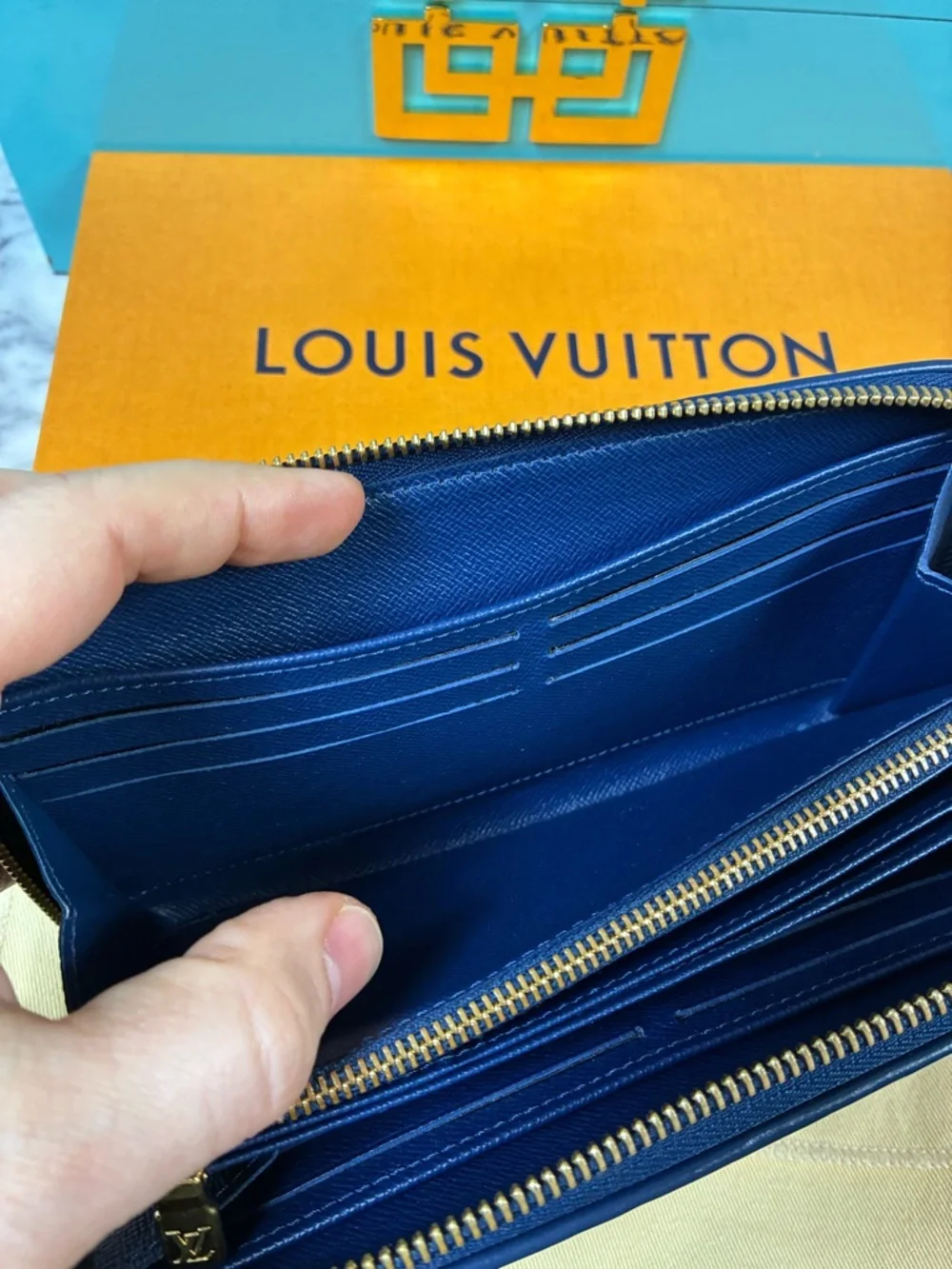 Louis Vuitton Blue Denim Monogram Long Zippy Wallet - Excellent Pre-Loved EUC - Picture 10 of 16